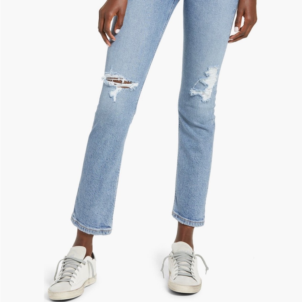 Agolde Blue Cropped Distressed Jeans